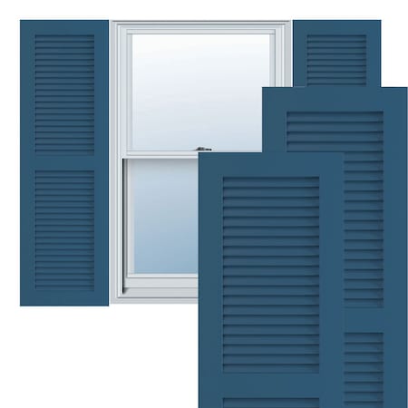 True Fit PVC Two Equal Louver Shutters, Sojourn Blue, 15W X 65H